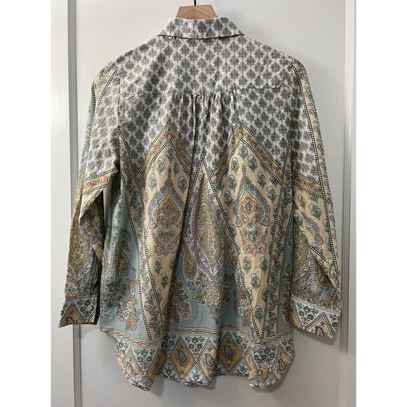 Soft Surroundings Tabitha Tunic Top Floral Paisley Green Pink - Petite XS *READ* - Picture 3 of 12